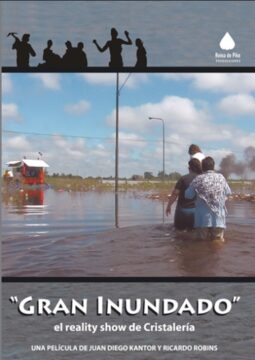 cartel de la película “Gran Inundado”, donde varias personas caminan por una calle completamente inundada bajo un cielo despejado.