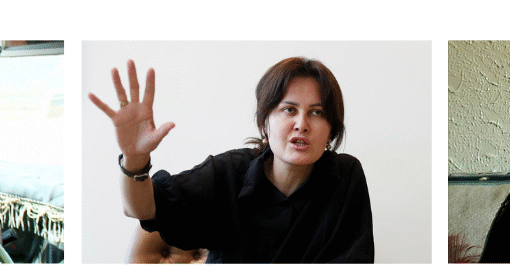 En la imagen se puede ver, de izquierda a derecha, una afgana conduciendo, la directora Sahraa Karimi y una afgana mostrando su carnet de conducir.