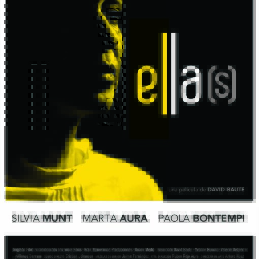 Cartel del documental Ella(s), con el rostro de una mujer iluminado en tonos amarillos y negros, destacando los nombres de Silvia Munt, Marta Aura y Paola Bontempi.