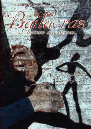 Póster del filme Bailaoras que muestra sombras abstractas proyectadas sobre un fonod blanco.