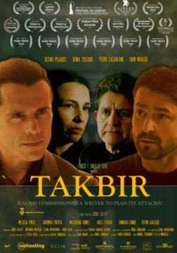 Cartel de la película en el aparecen las caras de los 4 personajes principales sobre un fondo gris.